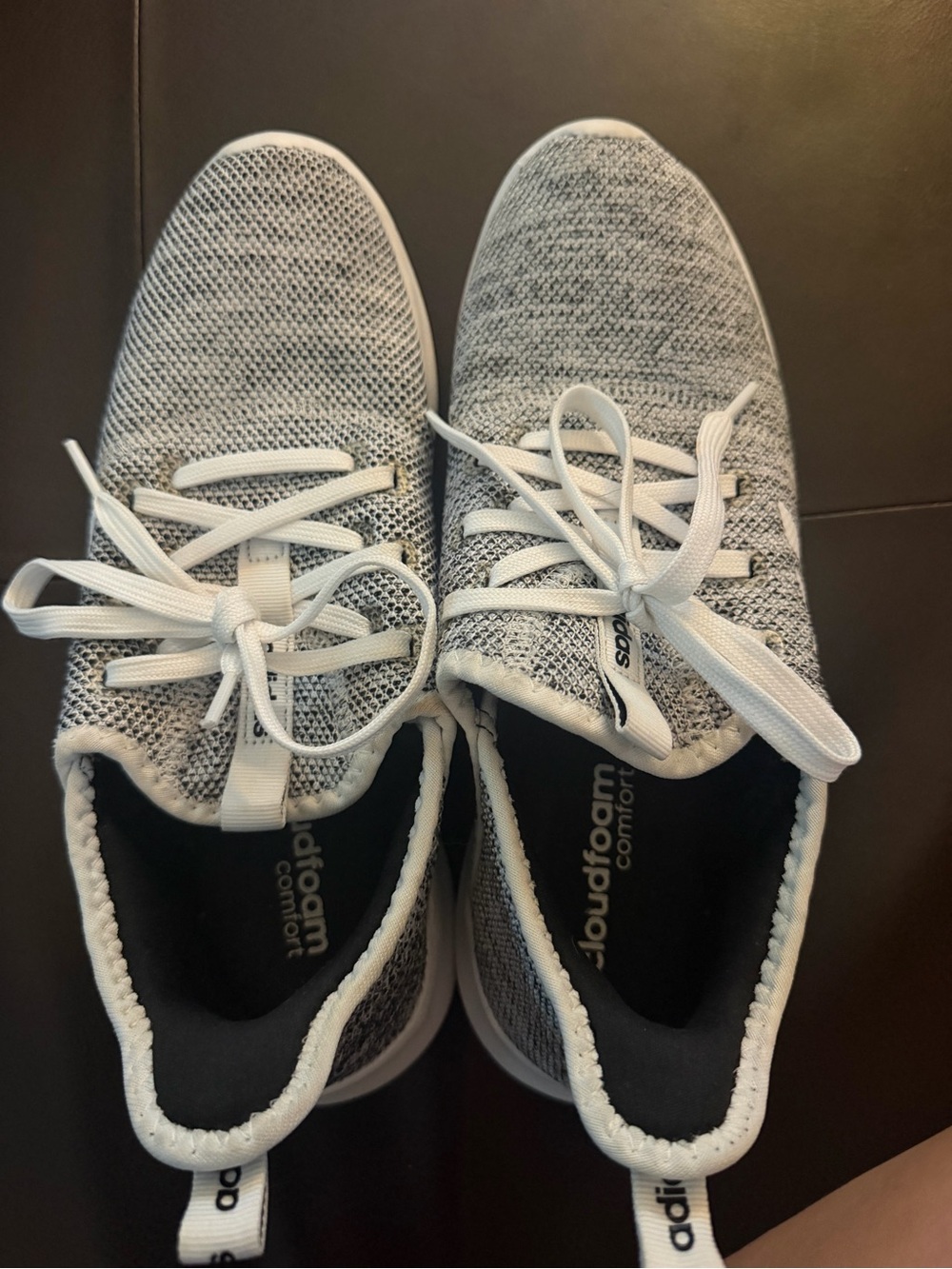 adidas Women’s Grey and White Knit Cloudfoam Athletic Sneakers